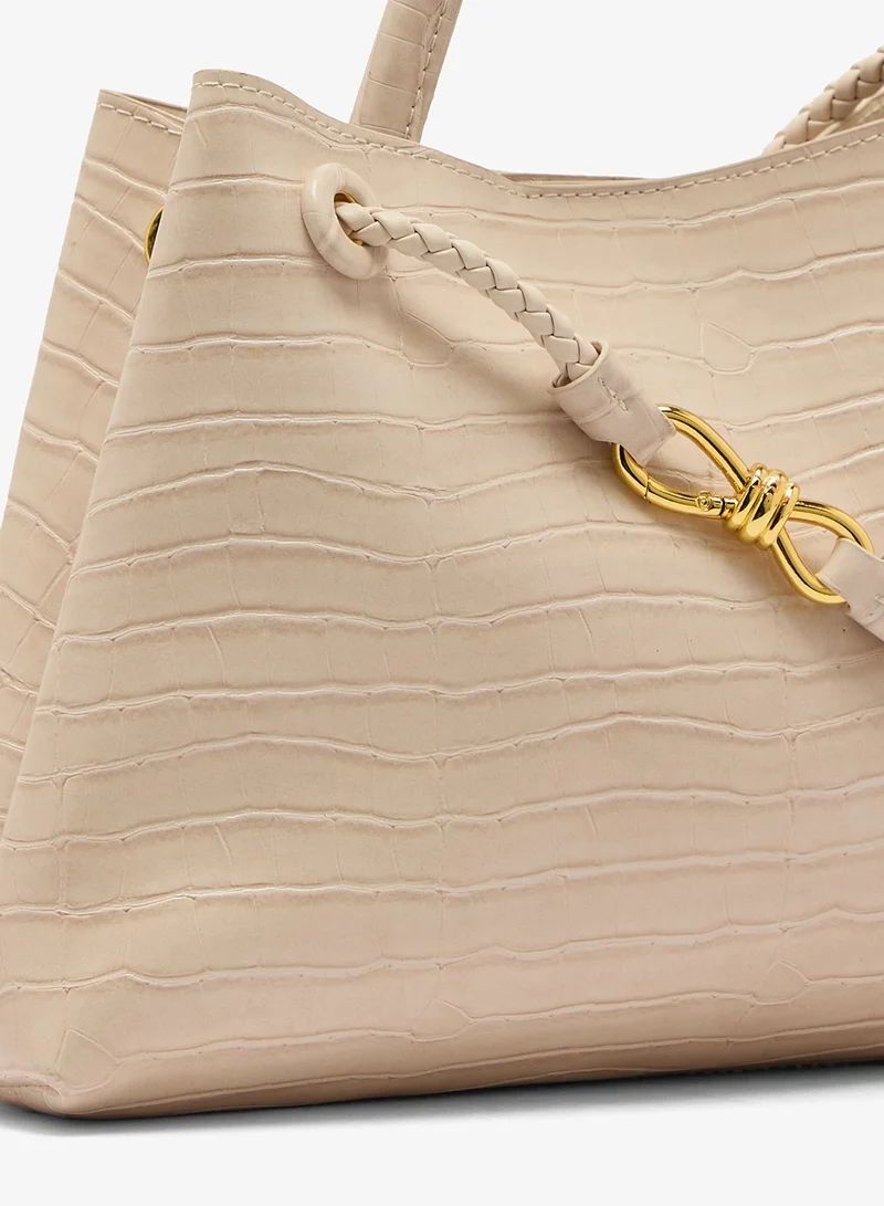 Ella White Textured Detailed Tote Bag for Women | Best Price UAE